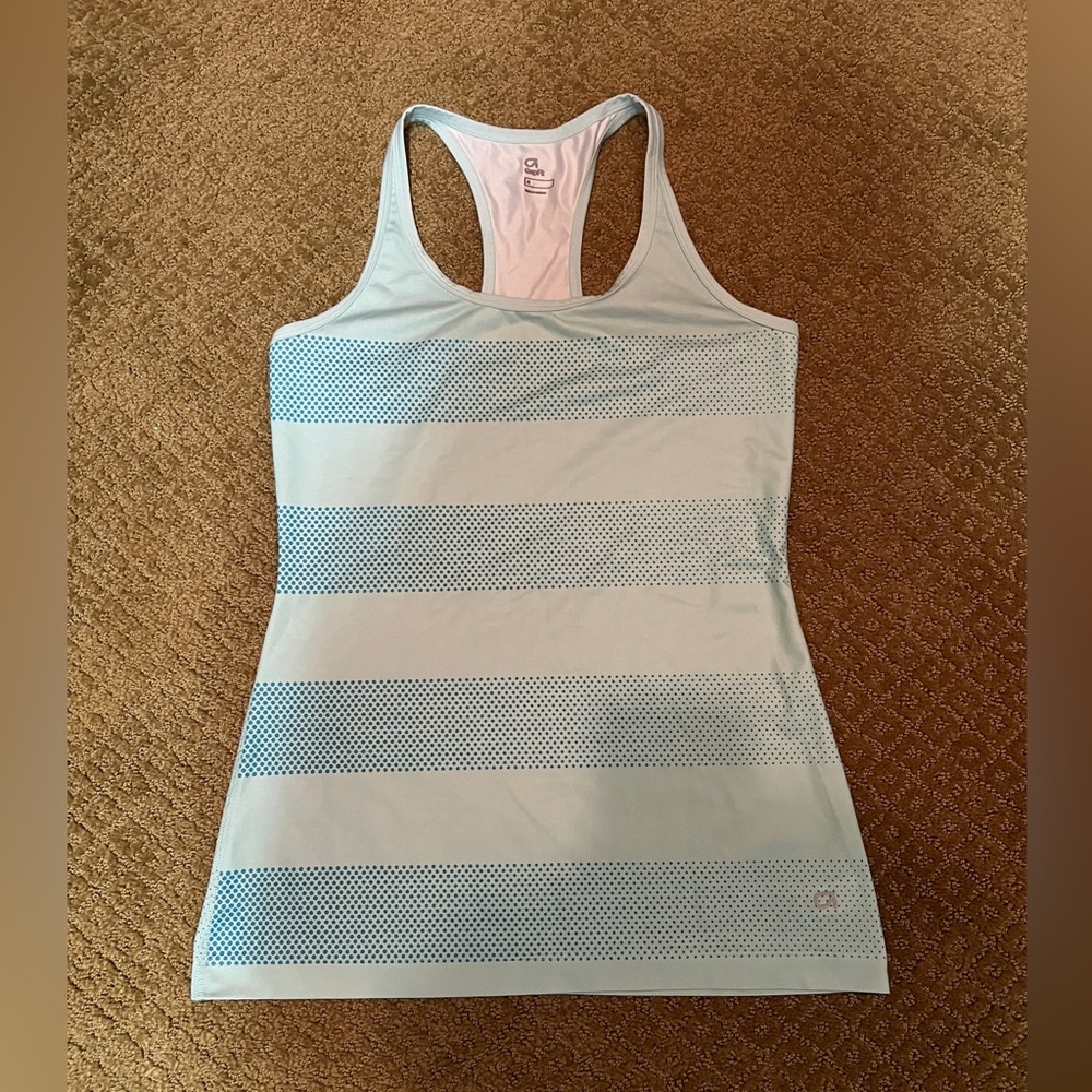 GAP Women's Blue and White Striped Tank Top